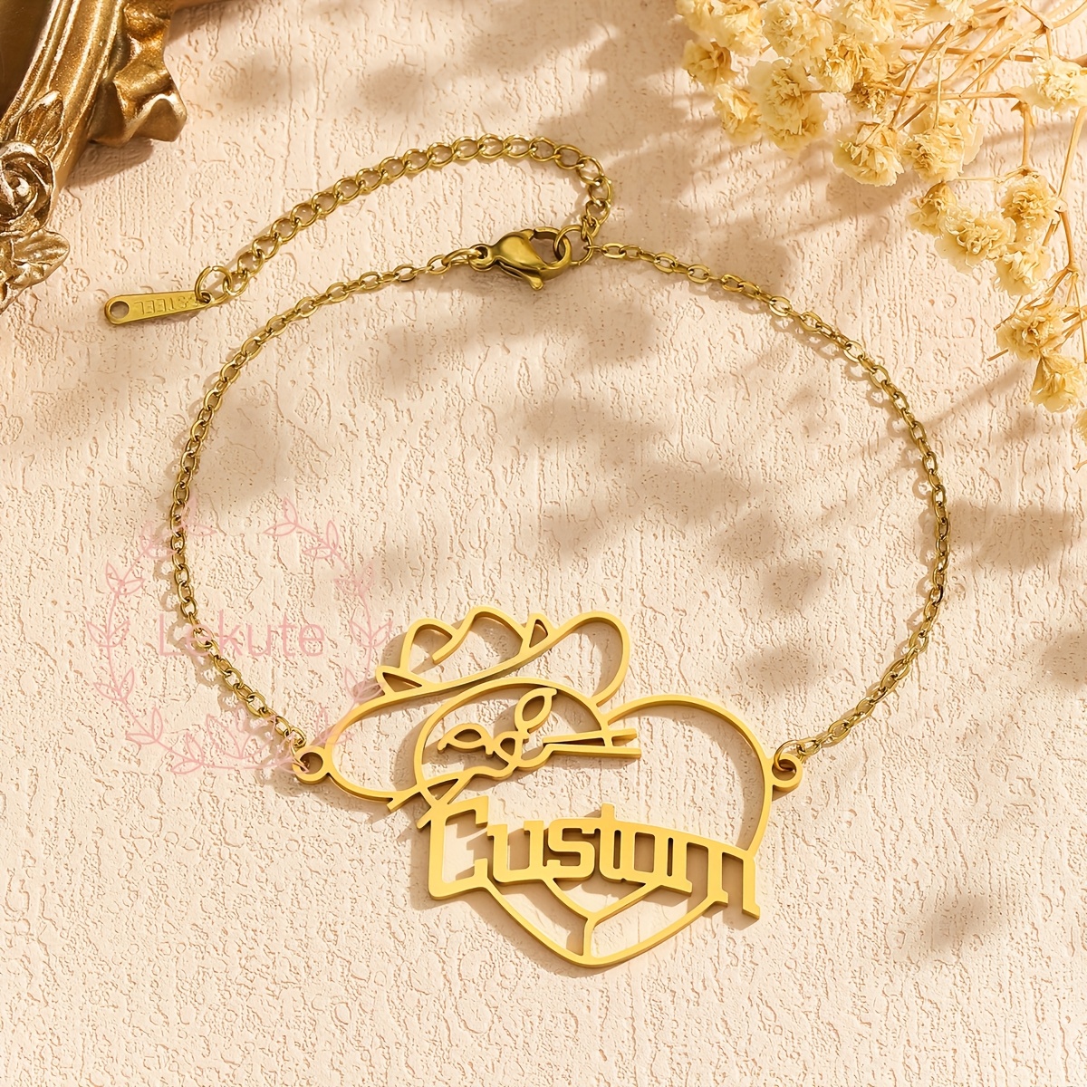 Personalized Stainless Steel Animal Name Bracelet, Charming Gift